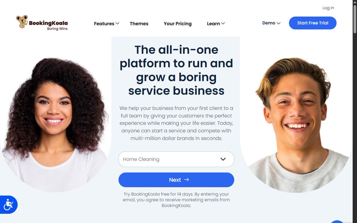 Screenshot of the BookingKoala website