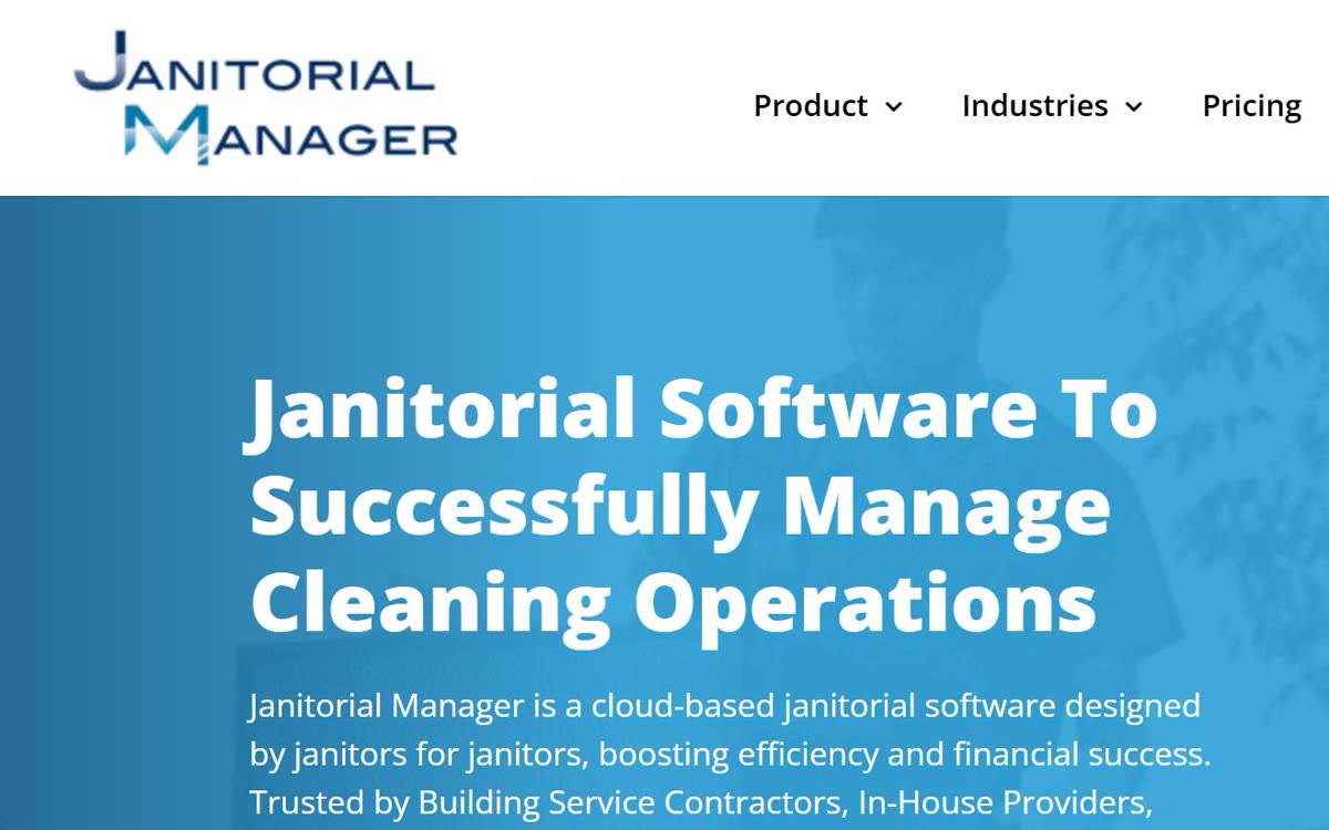 Screenshot of the Janitorial Manager website