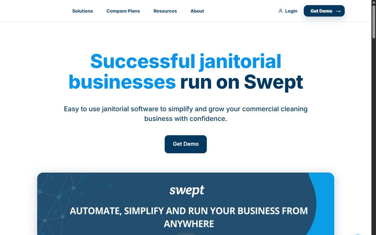 Screenshot of the Swept website